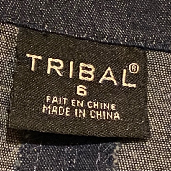 Tribal Embroidered Denim A-line Skirt. - Picture 4 of 5